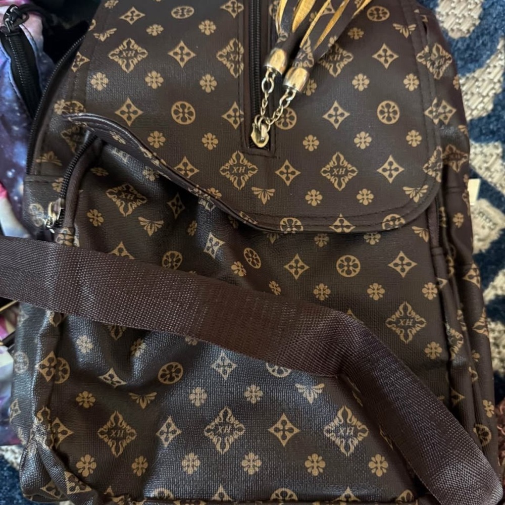 Brown Patterned Backpack - Picture 2 of 2